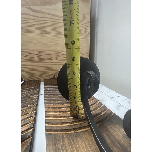 2 Vintage Handmade Pine/Wrought Iron Primitive Boho Wall Hanging Candle Holders - Picture 5 of 6